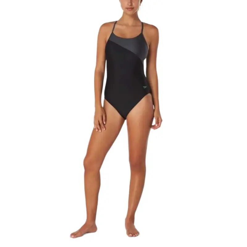 Speedo Asymmetrical Colorblock One Piece Black One piece Swimsuit Women's-3