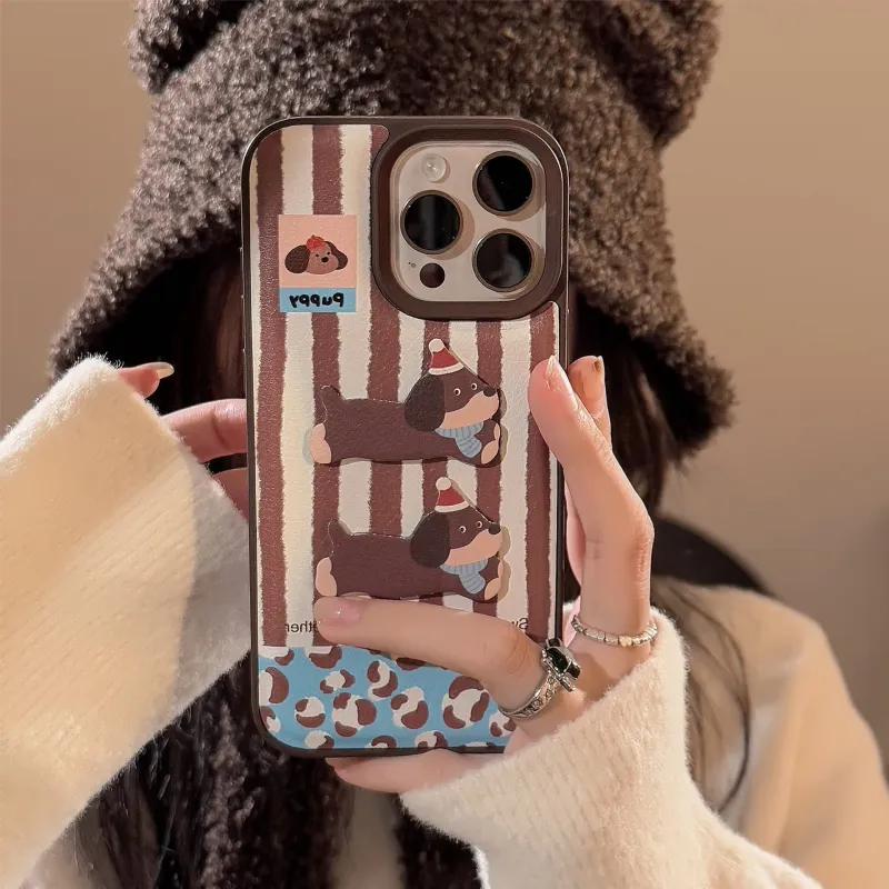 QIZHENG TPU Material Ins 3D Effect Sausage Dog Phone Case Compatible With Apple 16 Pro Max/15/14/13/12/11-6