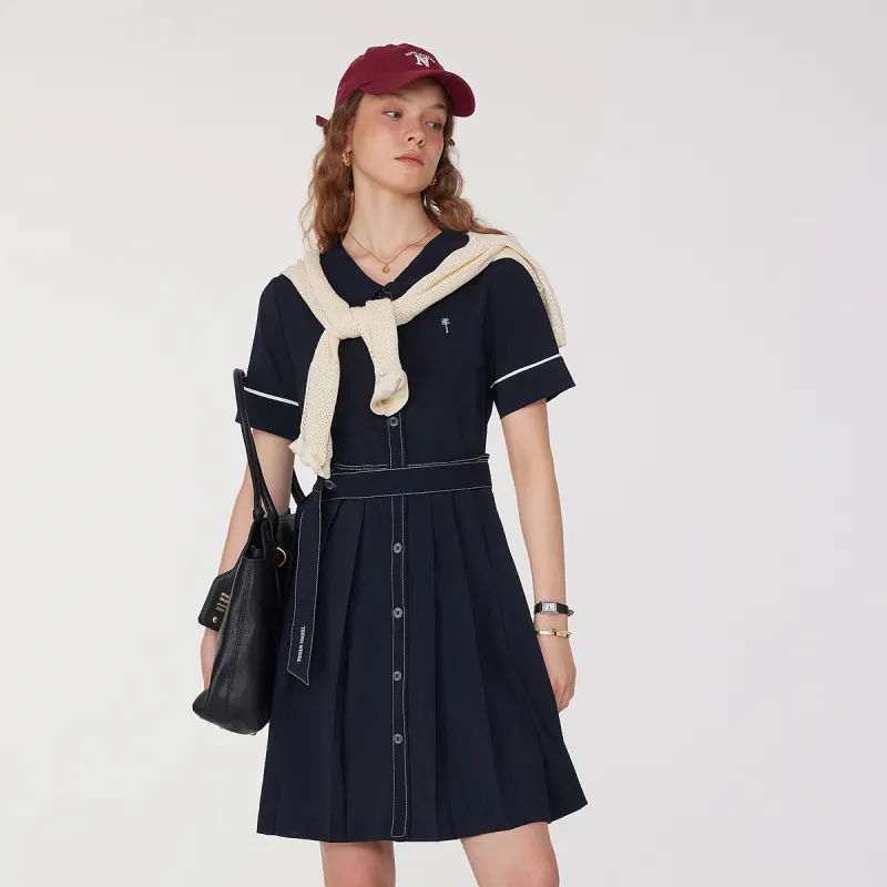 Teenie Weenie Short Sleeved Dress Women's Navy Blue-3
