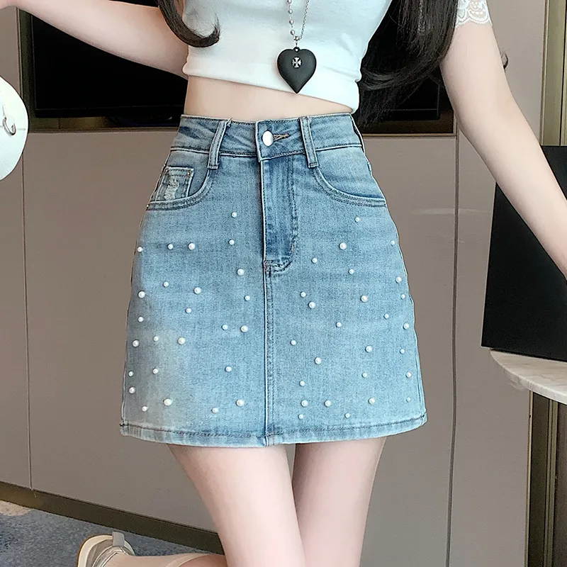 XIANSINIAO Denim Short Skirts Women's-2