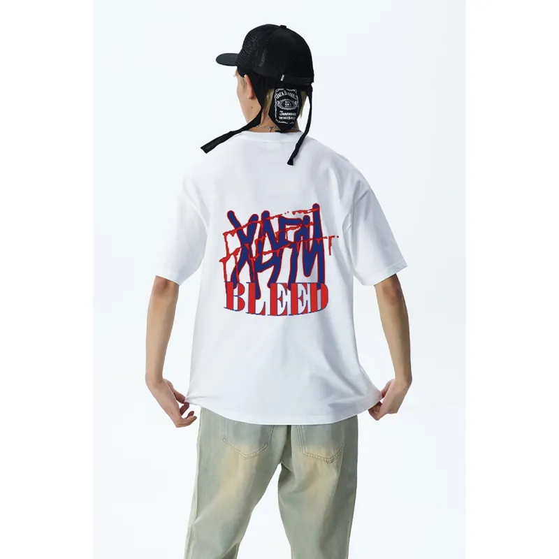 XDFM American Letter Bleeding Creative T Shirt Loose Fit Unisex-4