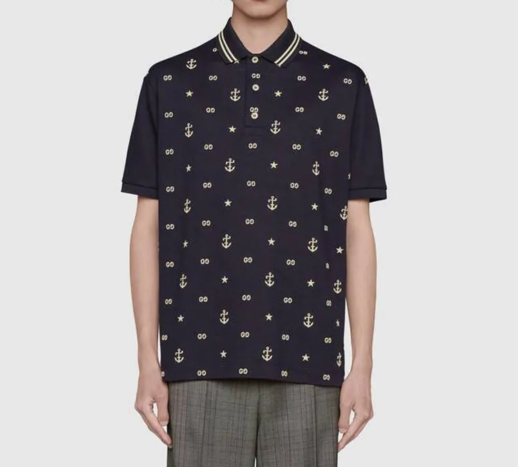 GUCCI Symbols Embroidered Polo Shirt-1