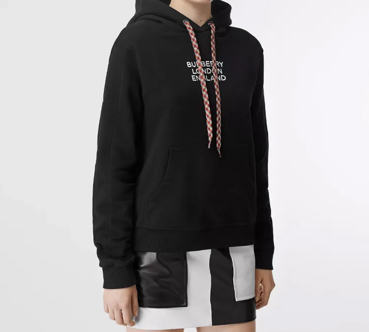 Burberry Women's Embroidered Logo Oversized Hoodie Black-2