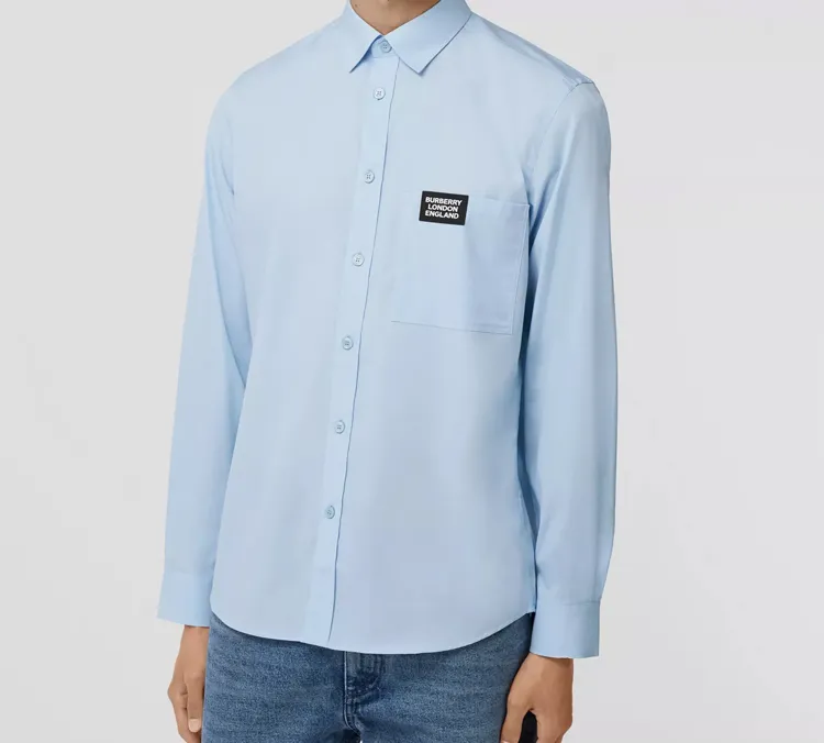 Burberry Logo Detail Stretch Cotton Poplin Shirt-4