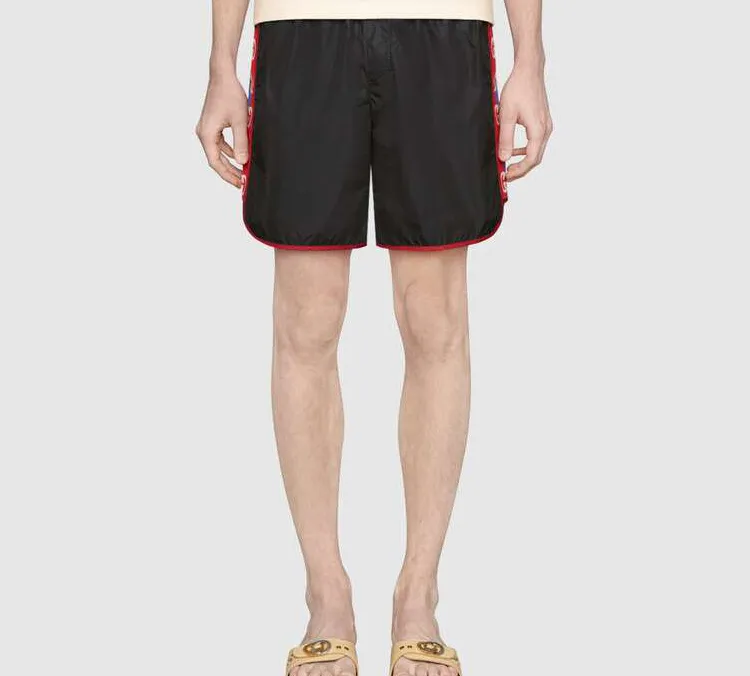 GUCCI Nylon Swim Shorts With Logo Stripe-1