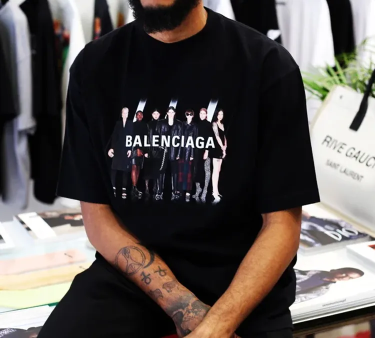 Balenciaga T Shirt Loose Fit Style Men's Black-2