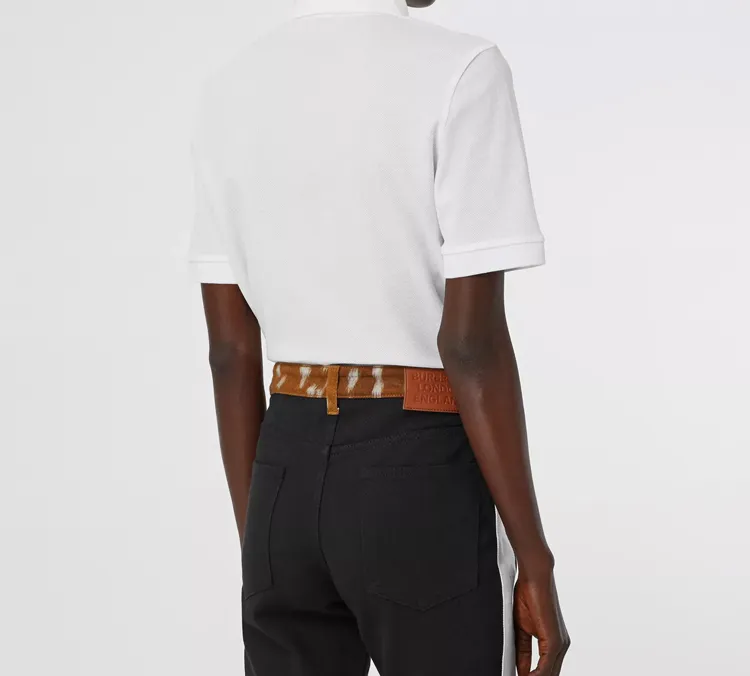 Burberry Women'ss Monogram Motif Pique Cotton Polo Shirt White-2