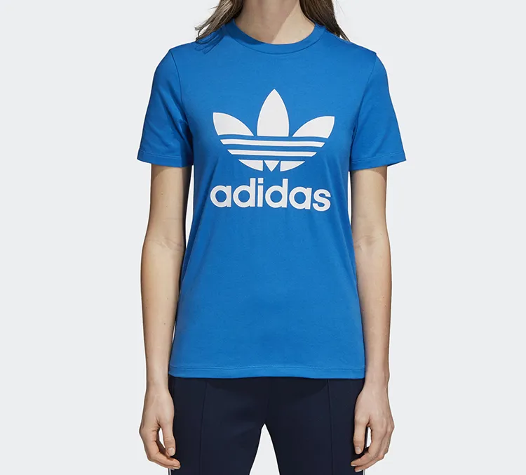 Adidas Originals Set in Sleeve T Shirt Women's Bird Feather Blue-2