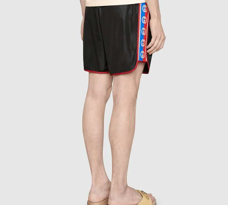 GUCCI Nylon Swim Shorts With Logo Stripe-2