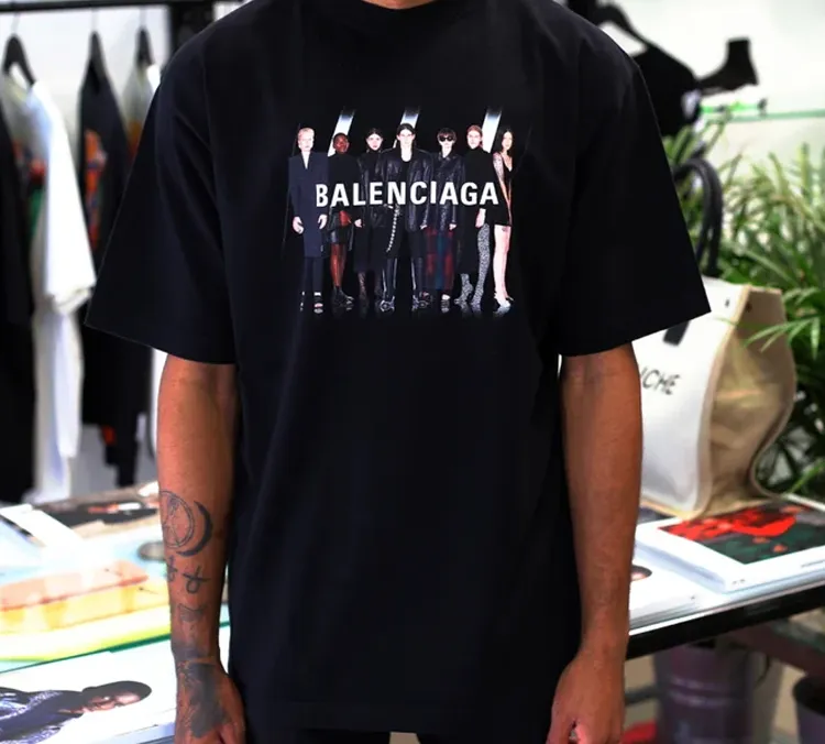 Balenciaga T Shirt Loose Fit Style Men's Black-3
