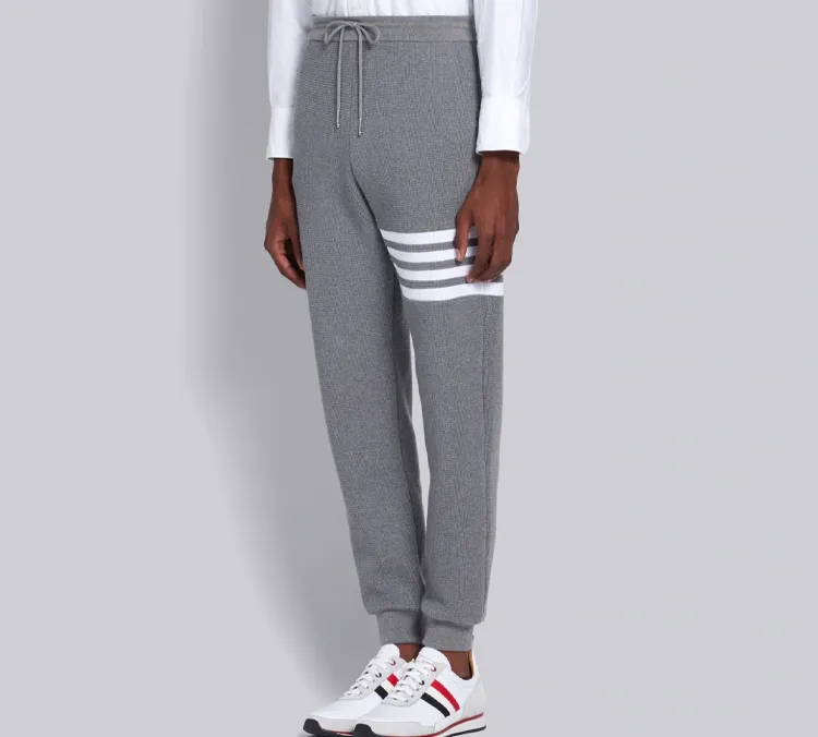 THOM BROWNE 4 Bar Waffle Stitch Track Pants-3