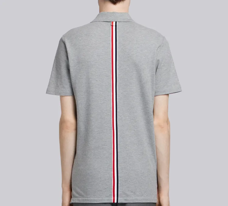 THOM BROWNE Classic Pique Stripe Relaxed Polo Shirt-4