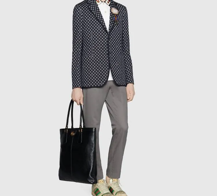 GUCCI Men White Cotton Polo With Web And Feline Head-2