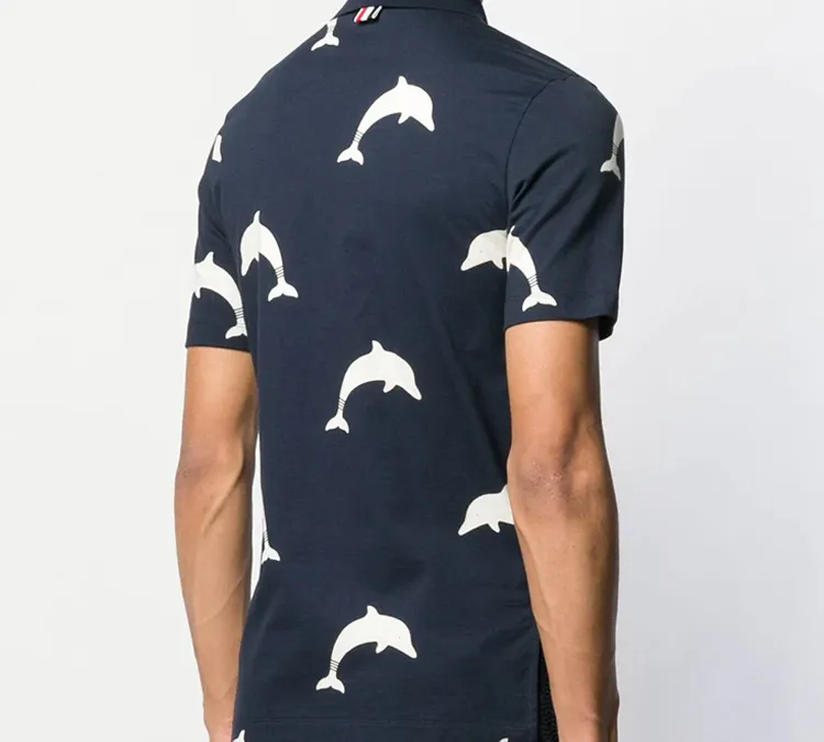 THOM BROWNE Polo Shirts Men Dark Blue-4