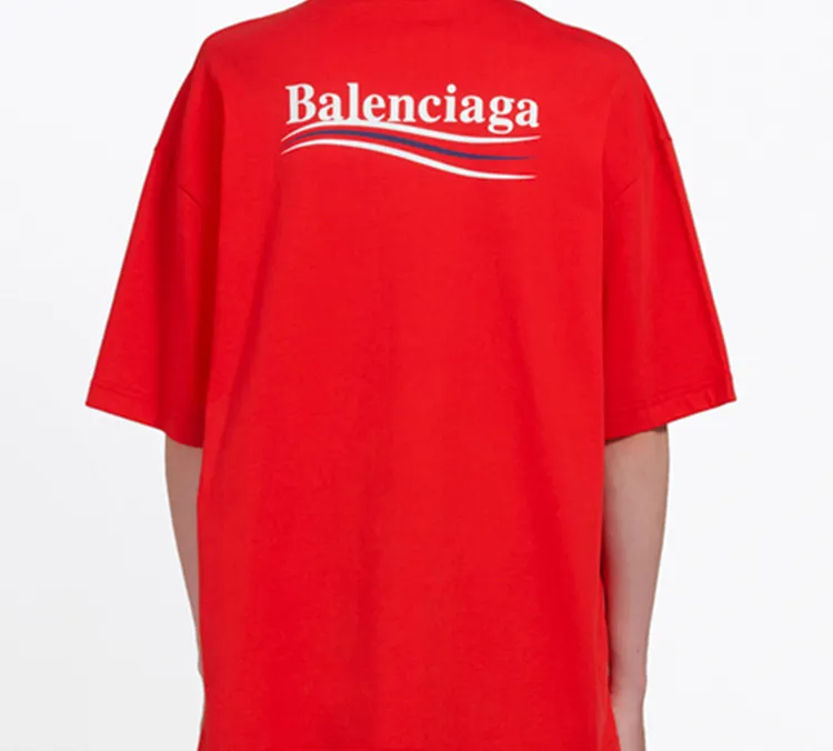 Balenciaga Drop Shoulder Sleeve T Shirt Women's Red Loose Fit-3