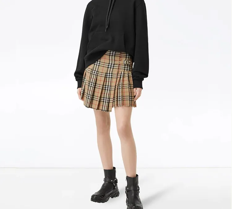 Burberry Women'ss Wool Kilt Skirt Vintage Check-4