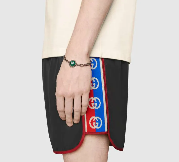 GUCCI Nylon Swim Shorts With Logo Stripe-4