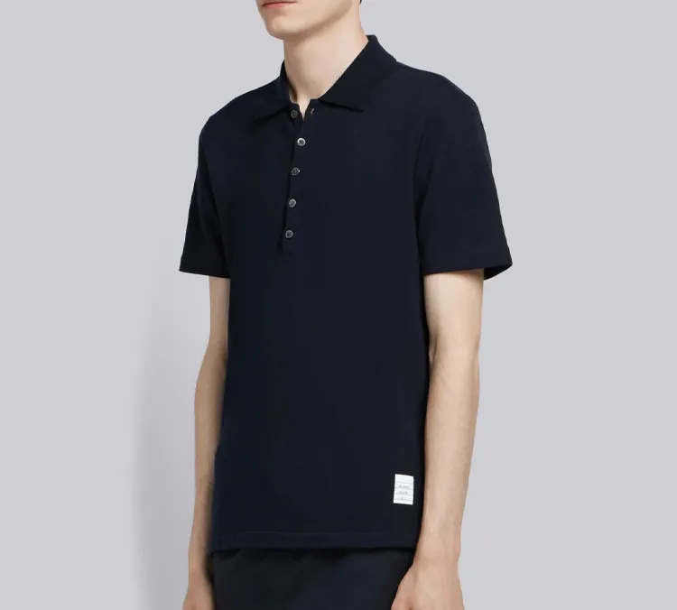 THOM BROWNE Classic Pique Stripe Relaxed Polo Shirt-4