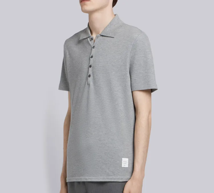 THOM BROWNE Classic Pique Stripe Relaxed Polo Shirt-3