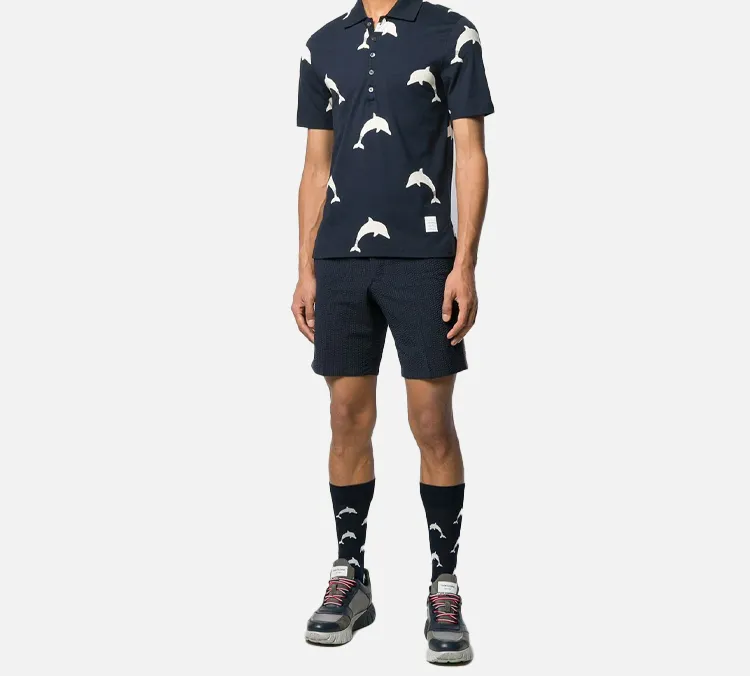 THOM BROWNE Polo Shirts Men Dark Blue-2