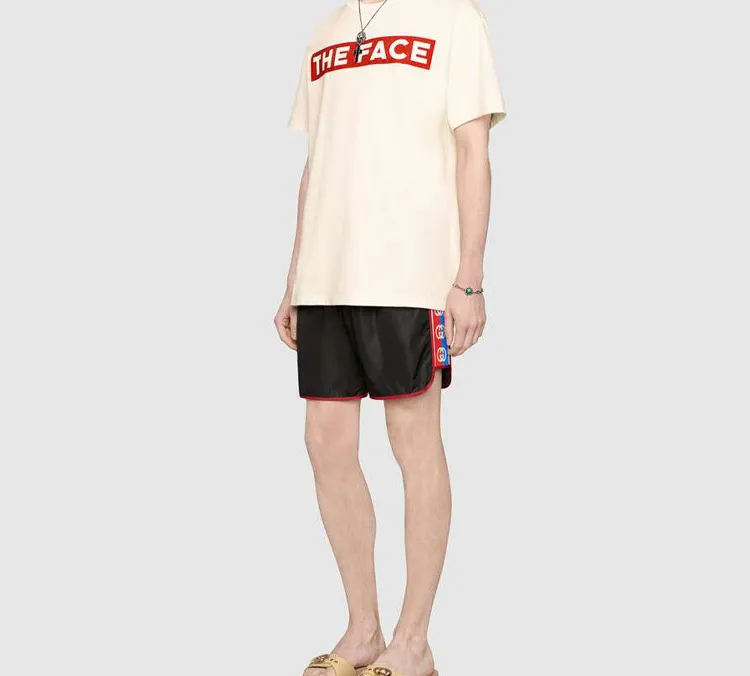 GUCCI Nylon Swim Shorts With Logo Stripe-3