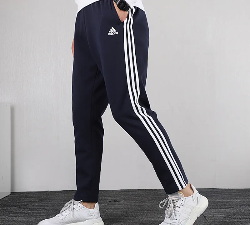 Adidas Knitted Sports Pants Men's Navy Blue-3