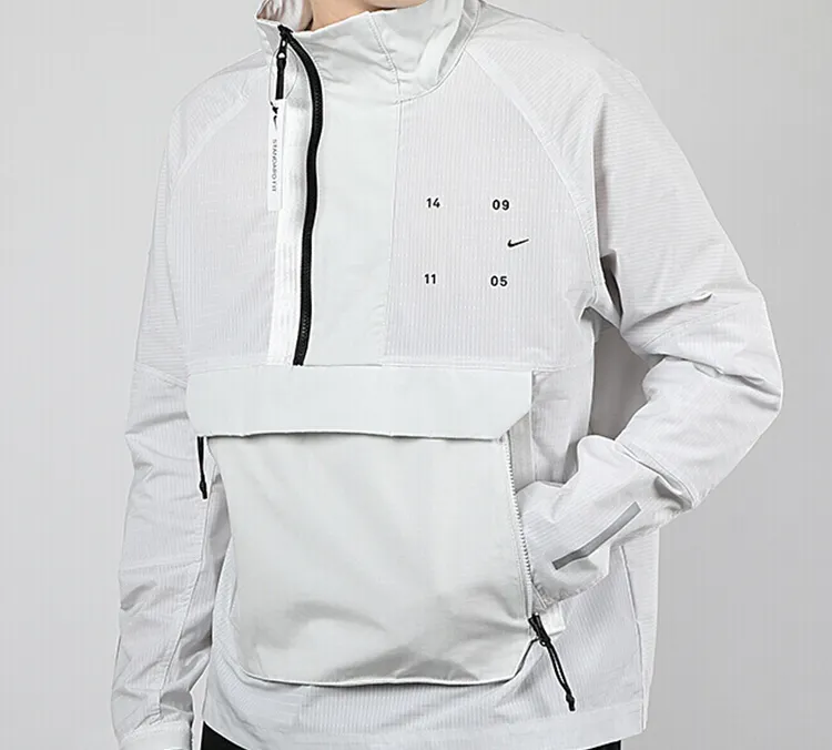 Nike Windbreaker Jackets Men Light Silver Gray-2