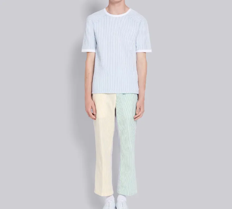 THOM BROWNE T-Shirts Men Blue With White Lettering-5