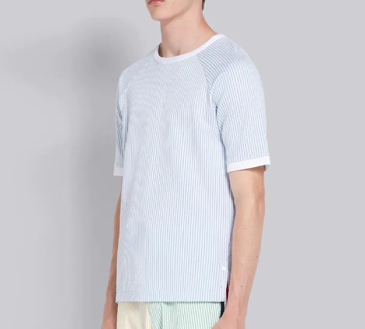 THOM BROWNE T-Shirts Men Blue With White Lettering-2