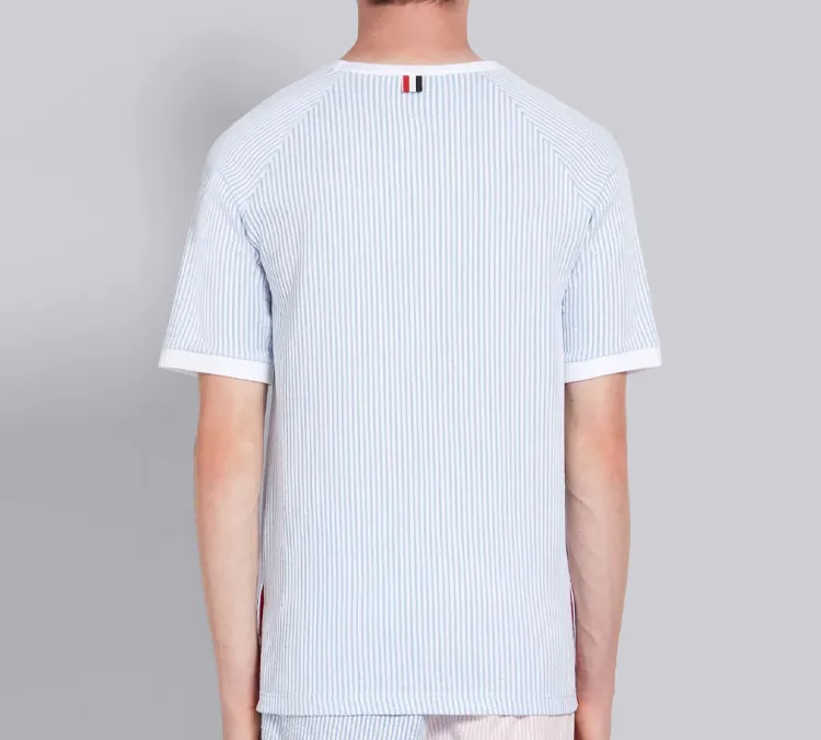 THOM BROWNE T-Shirts Men Blue With White Lettering-3