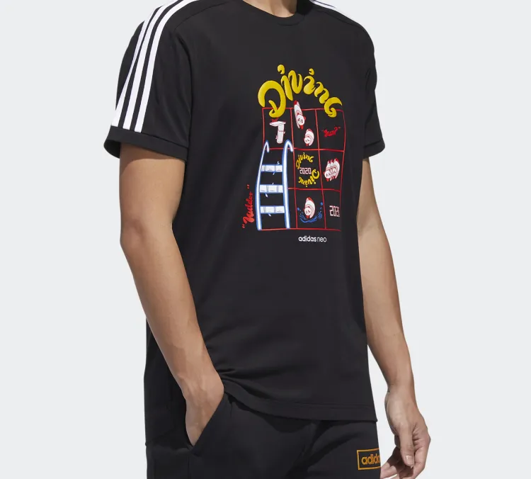 Adidas Neo Set-in Sleeve T-Shirt Men's Black-3