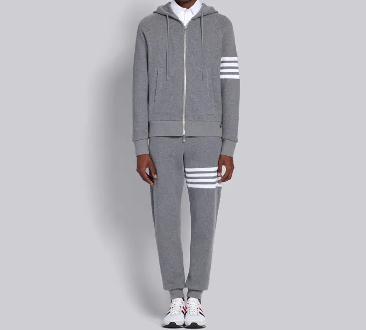 THOM BROWNE 4 Bar Waffle Stitch Track Pants-1