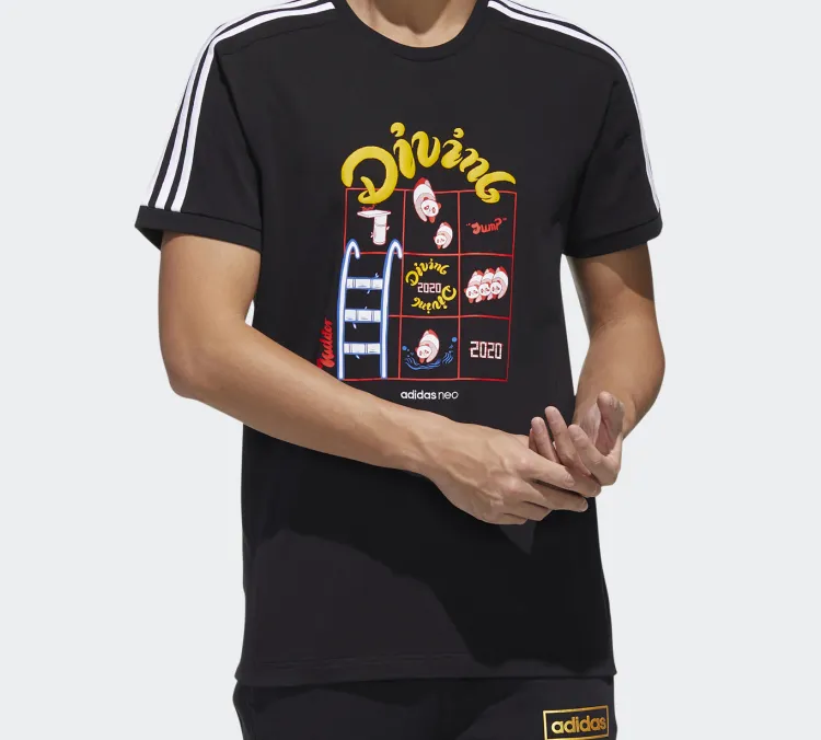 Adidas Neo Set-in Sleeve T-Shirt Men's Black-2
