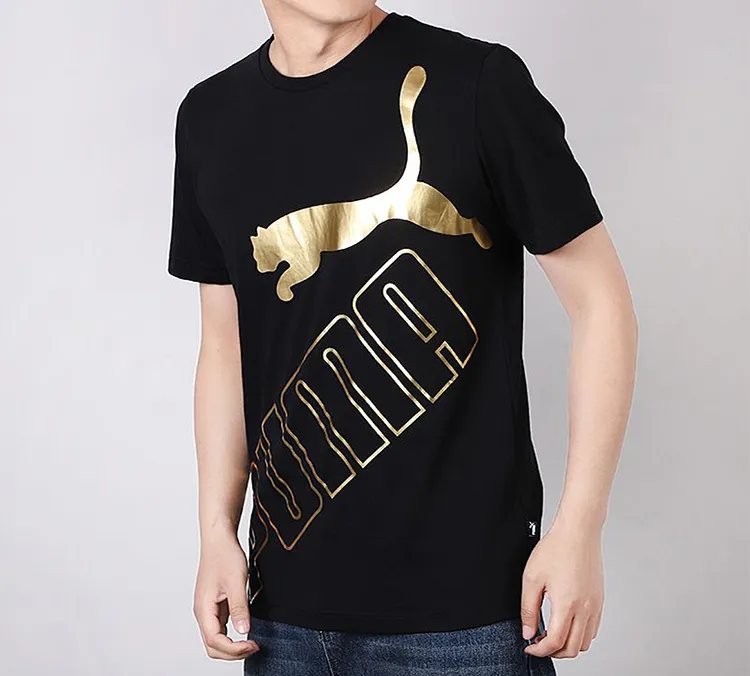 PUMA Set-in Sleeve T-Shirt Men's Black Gold-3