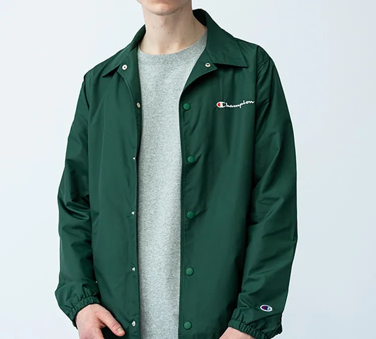 Champion Lapel Fitted Long Sleeved Jacket Japan Version Men's Green-3