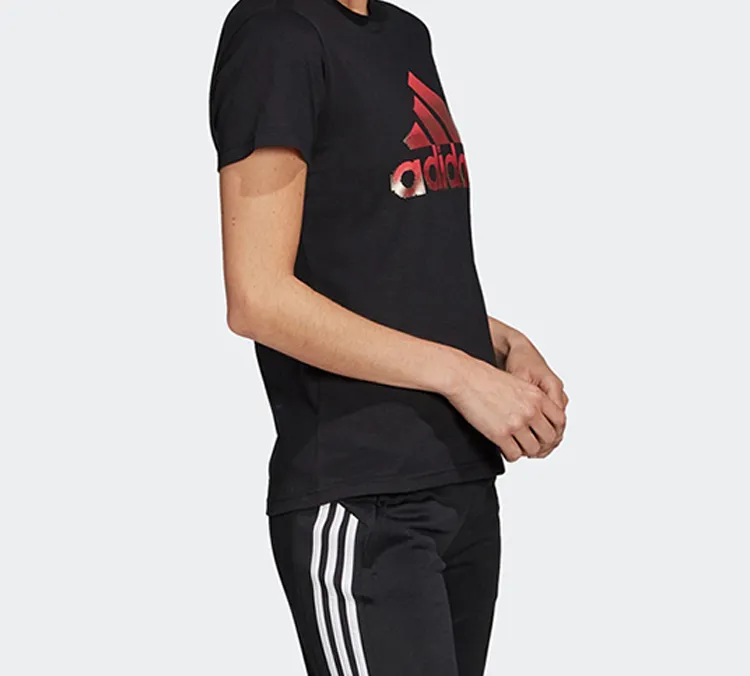 Adidas Set in Sleeve T Shirt Women's Black-4