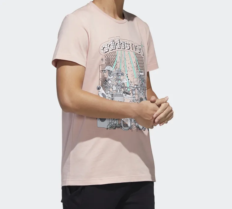 Adidas Neo Set-in Sleeve T-Shirt Men's Pink-4
