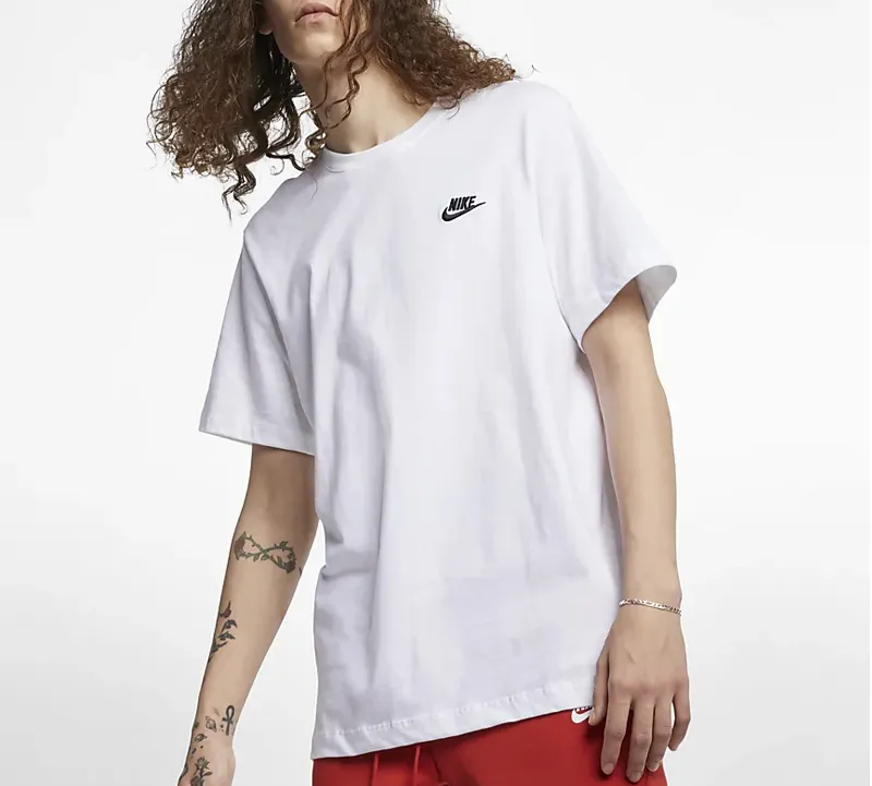 Nike Sportswear Club Men's Cotton Short-Sleeve T-Shirt White-3