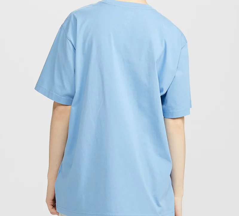 UNIQLO Crew Neck Fitted Straight Short Sleeved T Shirt Unisex Pink Blue-2