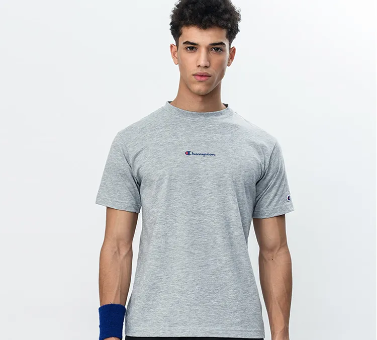 Champion Straight T Shirt Japan Version Unisex Gray-3