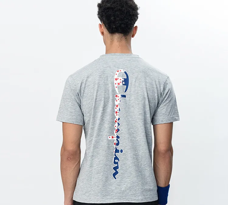 Champion Straight T Shirt Japan Version Unisex Gray-2