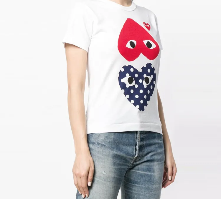 CDG Play Polka Dot Heart Tee 'White'-2