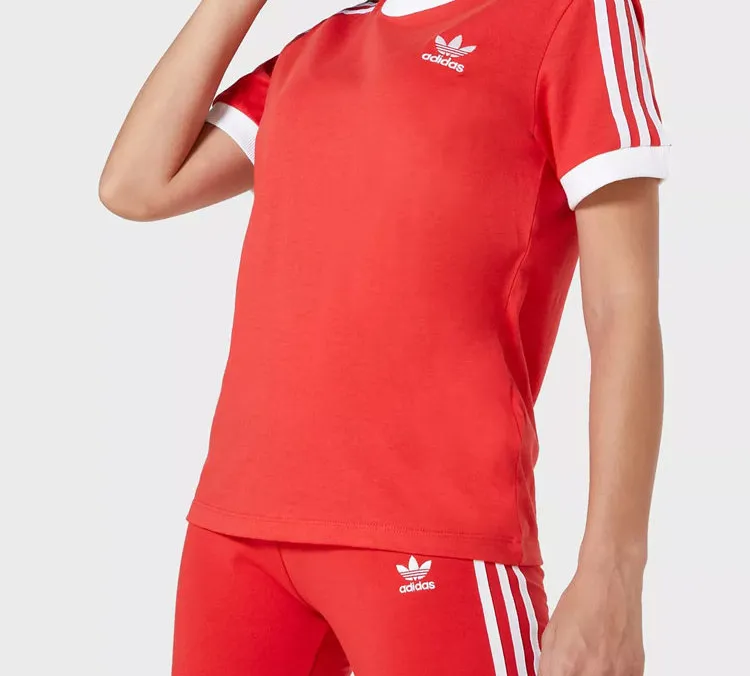Adidas Originals Set in Sleeve T Shirt Women's Red-2