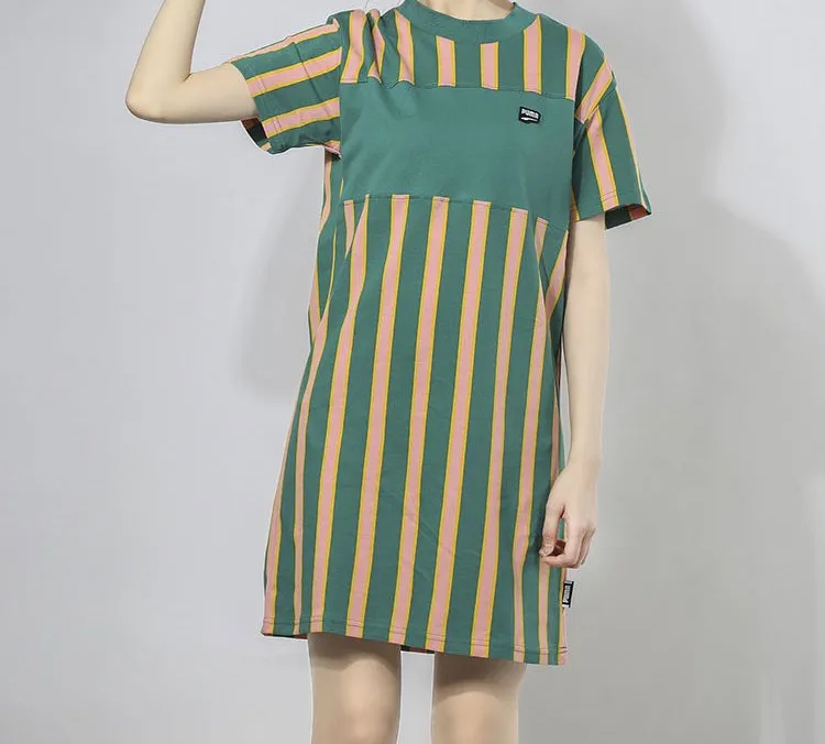 PUMA T Shirt Women's Green Stripes-2