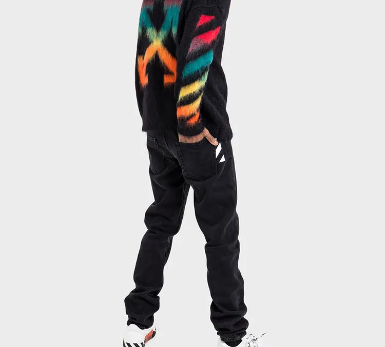 OFF WHITE Brushed Mohair Diag Arrows Logo Knit Sweater-3