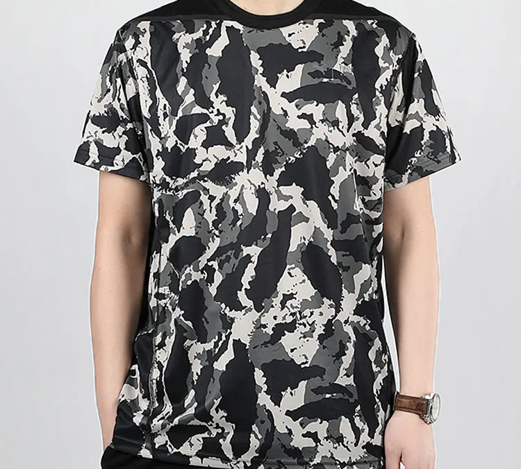 PUMA T Shirts Men Lime Gray Camouflage Print-2