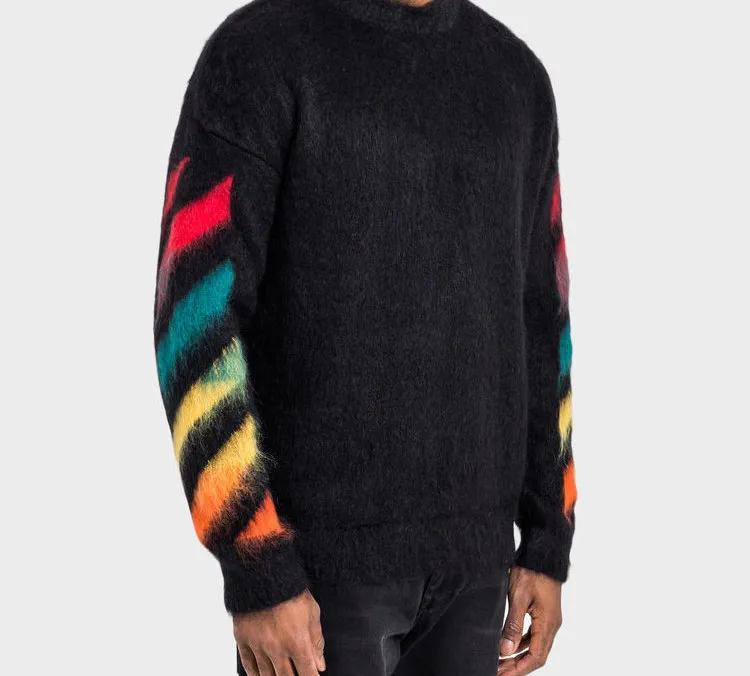 OFF WHITE Brushed Mohair Diag Arrows Logo Knit Sweater-5