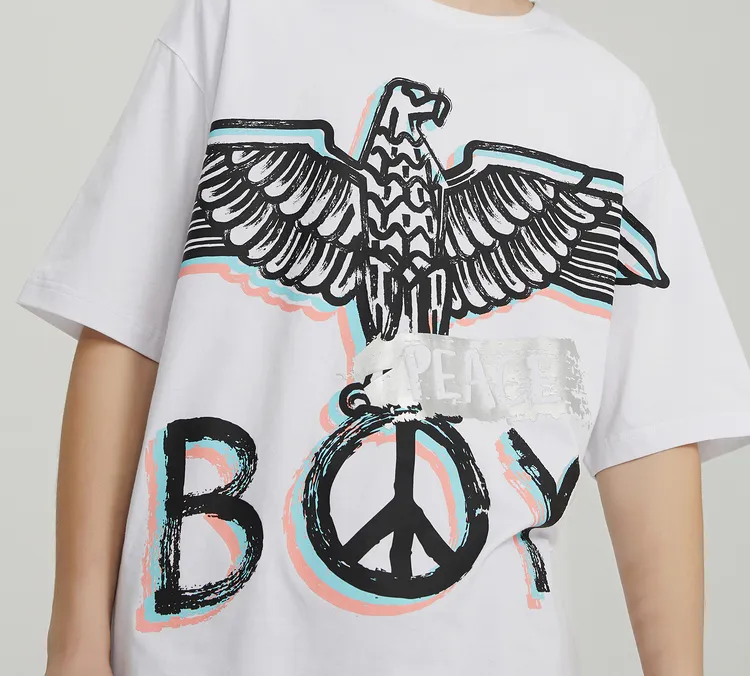 Boy London Crew Neck Loose Fit Straight Short Sleeved T Shirt Unisex White-4