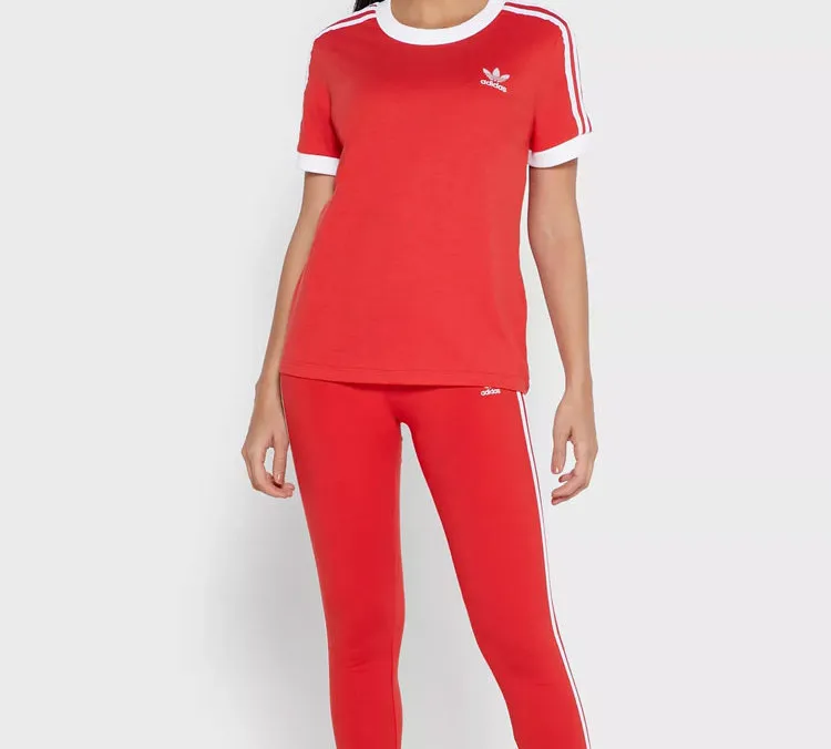 Adidas Originals Set in Sleeve T Shirt Women's Red-4