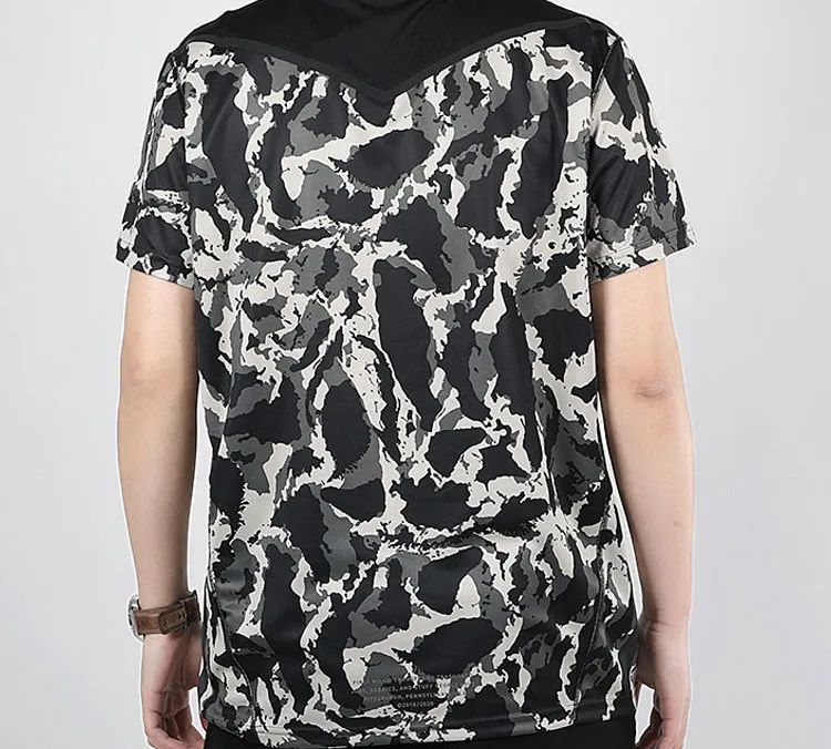 PUMA T Shirts Men Lime Gray Camouflage Print-3